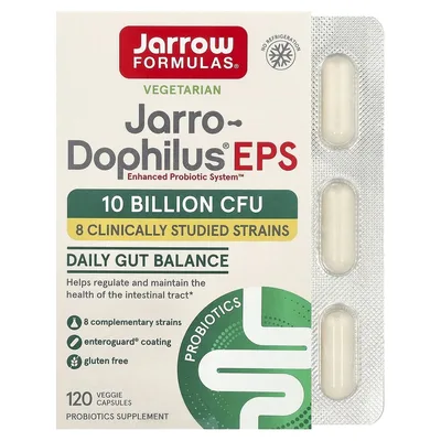 Jarrow Formulas, смесь 8 штаммов пробиотиков, 120 растительных капсул (5 млрд в 1 капсуле)