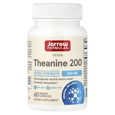 Jarrow Formulas, веганский теанин 200, 200 мг, 60 растительных капсул