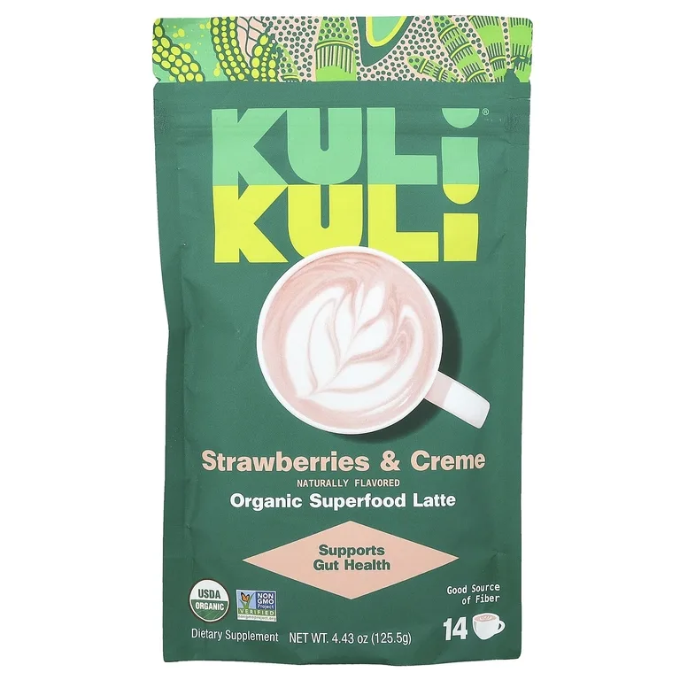 Kuli Kuli, Органический латте из суперфудов, клубника и крем, 125,5 г (4,43 унции)