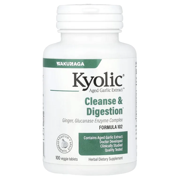 Kyolic, экстракт выдержанного чеснока, для очищения организма и улучшения пищеварения, формула 102, 100 растительных таблеток