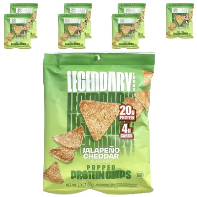 Legendary Foods, протеиновые чипсы, халапеньо и чеддер, 7 пакетиков по 36 г (1,3 унции)