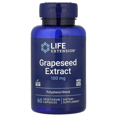 Life Extension, экстракт виноградных косточек, 60 вегетарианских капсул