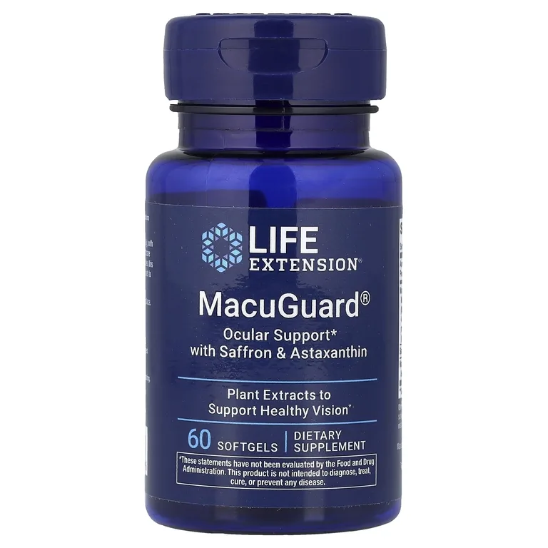 Life Extension, поддержка зрения с шафраном и астаксантином, 60 желатиновых капсул