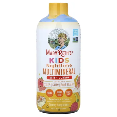 MaryRuth's, мультивитамины с лютеином, для детей, перед сном, персики и крем, 450 мл (15,22 жидк. унции)