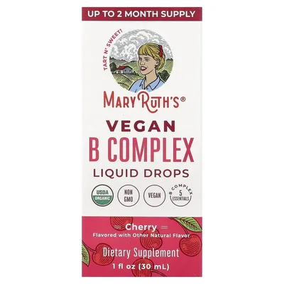 MaryRuth's, Веганский комплекс витаминов группы B, капли, вишня, 30 мл (1 жидк. унция)