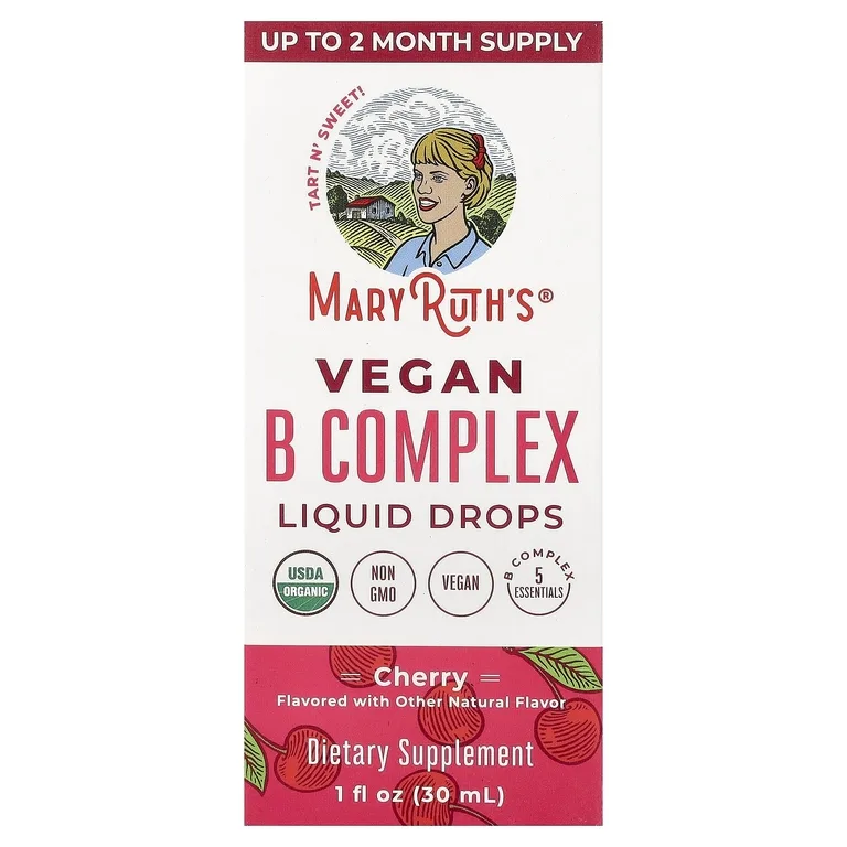 MaryRuth's, Веганский комплекс витаминов группы B, капли, вишня, 30 мл (1 жидк. унция)