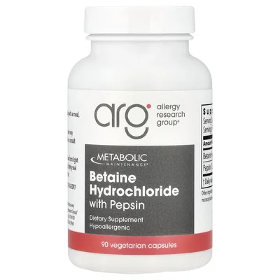 Metabolic Maintenance, бетаина гидрохлорид с пепсином, 90 вегетарианских капсул