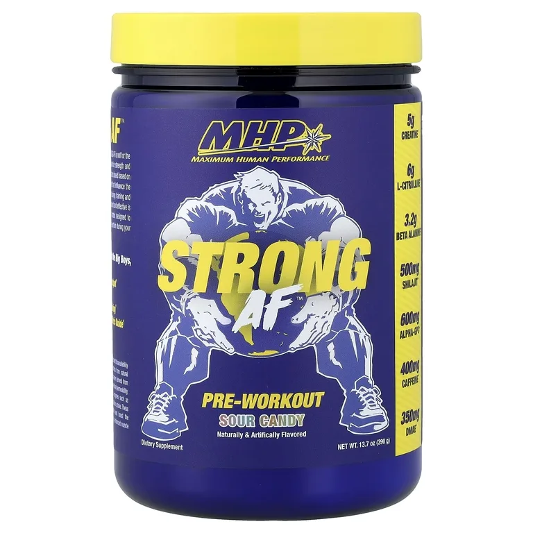 MHP, Strong AF™, предтренировочный комплекс, кислая конфета, 390 г (13,7 унции)