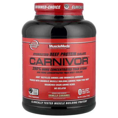 MuscleMeds, гидролизованный изолят говяжьего протеина, вкус ванили и карамели, 1775 г (3,9 фунта)