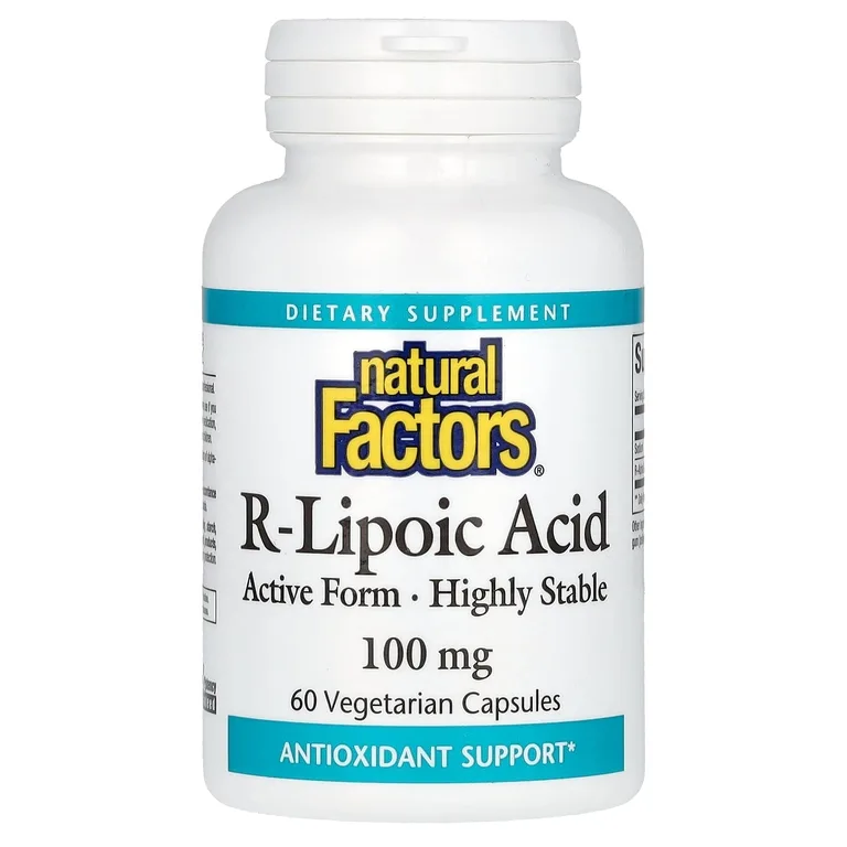 Natural Factors, R-липоевая кислота, 100 мг, 60 вегетарианских капсул