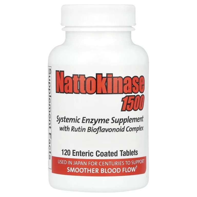 Naturally Vitamins, Наттокиназа 1500, добавка с системными ферментами, 120 таблеток, покрытых кишечнорастворимой оболочкой