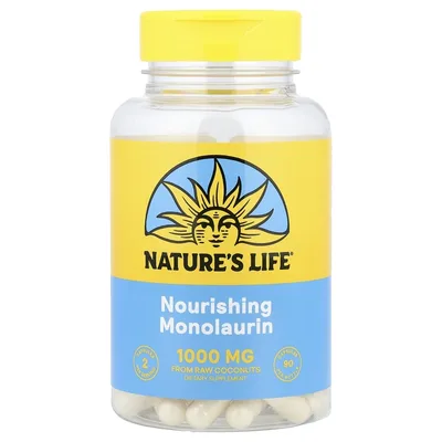 Nature's Life, питательный монолаурин, 90 капсул (500 мг в 1 капсуле)