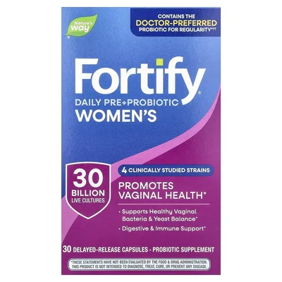 Nature's Way, Fortify®, ежедневные пребиотики и пробиотики для женщин, 30 миллиардов КОЕ, 30 капсул с отсроченным высвобождением
