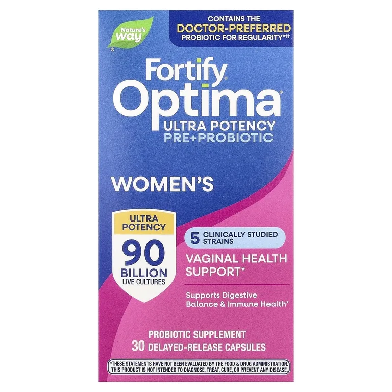 Nature's Way, Fortify Optima, пробиотики и пребиотики для женщин, улучшенная формула для ухода, 90 млрд КОЕ, 30 капсул с отсроченным высвобождением