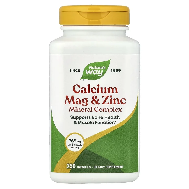 Nature's Way, комплекс минералов с кальцием, магнием и цинком, 250 капсул