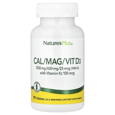 NaturesPlus, Cal / Mag / Vit D3 с витамином K2`` 90 таблеток