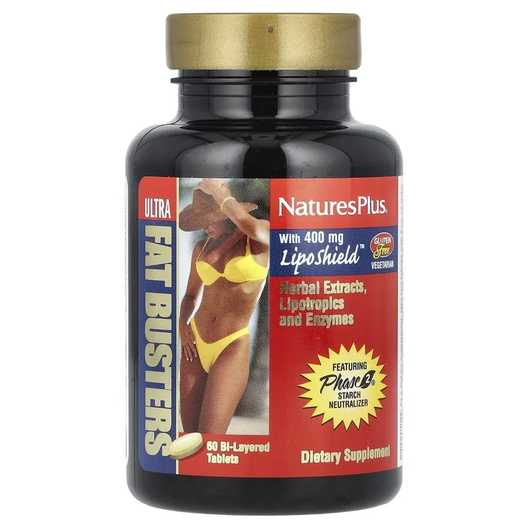 NaturesPlus, липотропные вещества и ферменты, 60 двухслойных таблеток