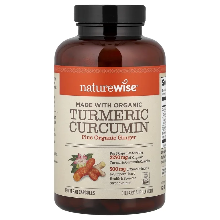 NatureWise, куркумин из органической куркумы, 180 веганских капсул