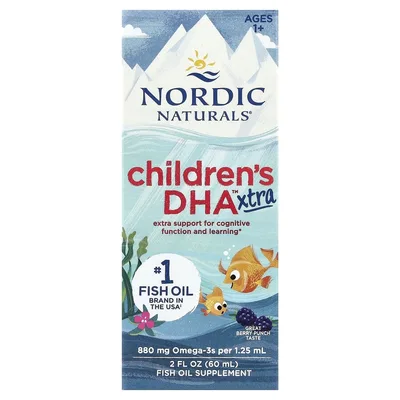 Nordic Naturals, ДГК, омега-3, для детей возрастом 1–6 лет, вкус ягодного пунша, 880 мг, 60 мл (2 жидк. унции)