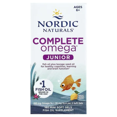 Nordic Naturals, омега-3, для детей от 6 лет, со вкусом лимона, 180 малых желатиновых капсул