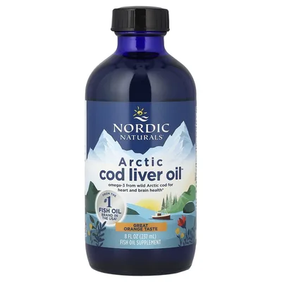 Nordic Naturals, жир из печени дикой арктической трески, со вкусом апельсина, 1060 мг, 237 мл (8 жидк. унций)
