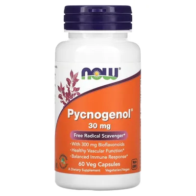NOW Foods, экстракт коры французской приморской сосны Pycnogenol® с биофлавоноидами, 60 вегетарианских капсул