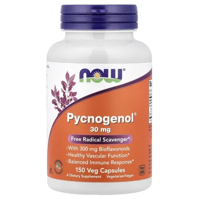 NOW Foods, экстракт коры французской приморской сосны Pycnogenol® с биофлавоноидами, 150 растительных капсул