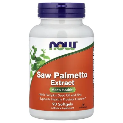 NOW Foods, экстракт серенои, с маслом из семян тыквы и цинком, 160 мг, 90 капсул