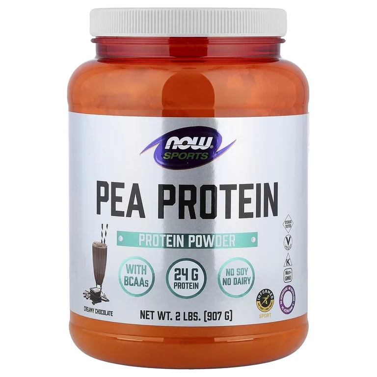 NOW Foods, Спорт, гороховый протеин, со вкусом сливочного шоколада, 907 г (2 фунта)