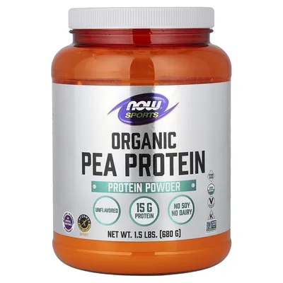 NOW Foods, Спорт, порошок из органического горохового протеина, без добавок, 680 г (1,5 фунта)