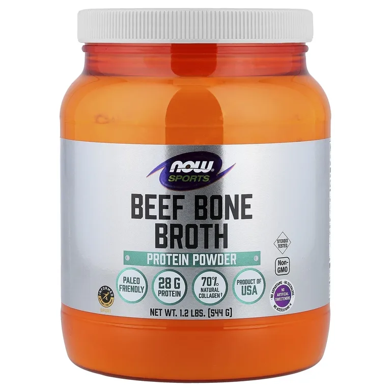 NOW Foods, Спорт, протеиновый порошок из говяжьего костного бульона, 544 г (1,2 фунта)
