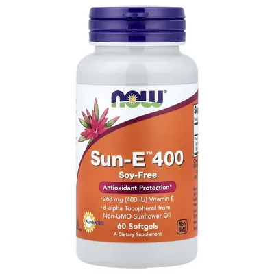 NOW Foods, Sun-E™ 400, 268 мг (400 МЕ), 60 капсул