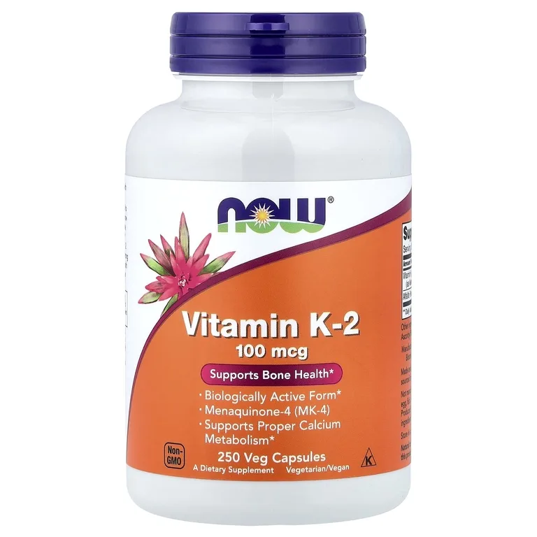 NOW Foods, витамин K2, 100 мкг, 250 растительных капсул