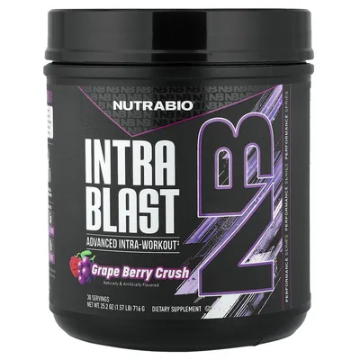 NutraBio, Intra Blast, усовершенствованная добавка во время тренировки, со вкусом винограда, 716 г (1,57 фунта)