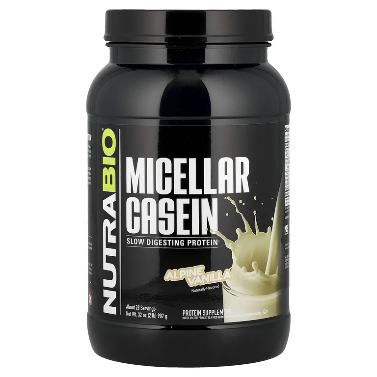 NutraBio, Мицеллярный казеин, альпийская ваниль, 907 г (2 фунта)