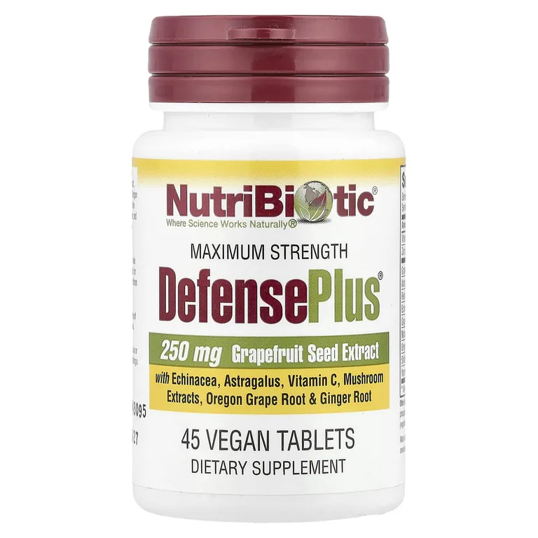 NutriBiotic, комплекс с экстрактом косточек грейпфрута, максимальная сила, 45 веганских таблеток