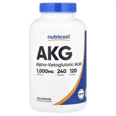 Nutricost, АКГ (альфа-кетоглутаровая кислота), 240 капсул (500 мг в 1 капсуле)