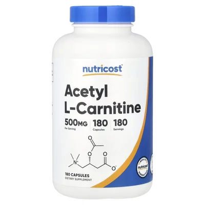 Nutricost, ацетил-L-карнитин, 500 мг, 180 капсул