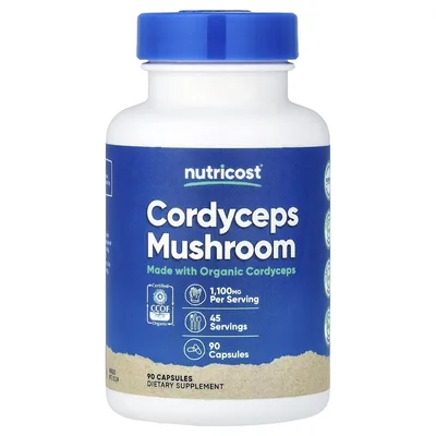 Nutricost, Кордицепс, 90 капсул (550 мг в 1 капсуле)