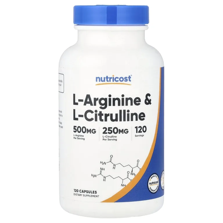 Nutricost, L-аргинин и L-цитруллин, 120 капсул