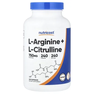 Nutricost, L-аргинин + L-цитруллин, 240 капсул