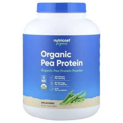 Nutricost, органический гороховый протеин, без добавок, 2268 г (5 фунтов)
