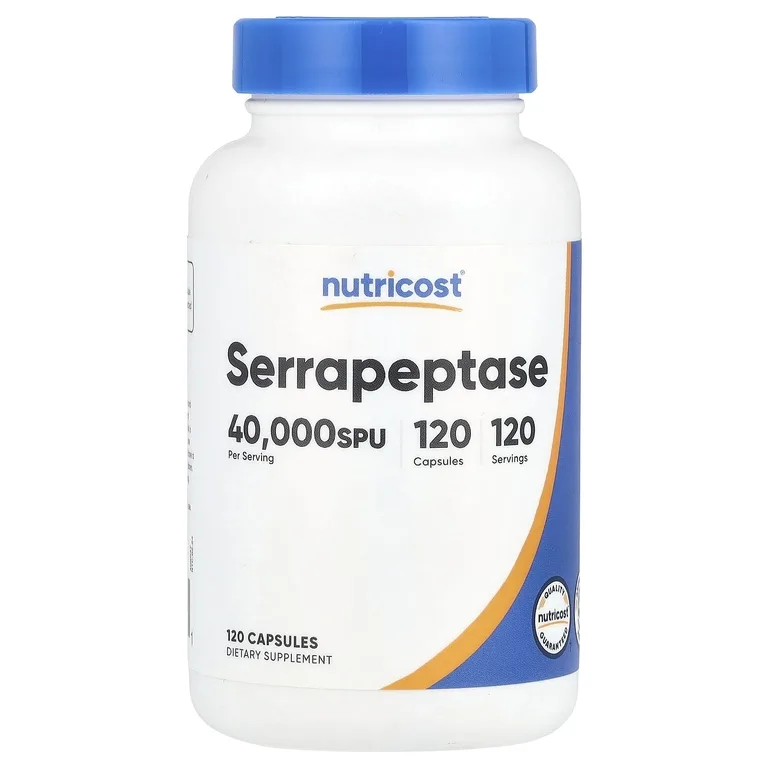 Nutricost, Серрапептаза, 20 мг (40 000 SPU), 120 капсул
