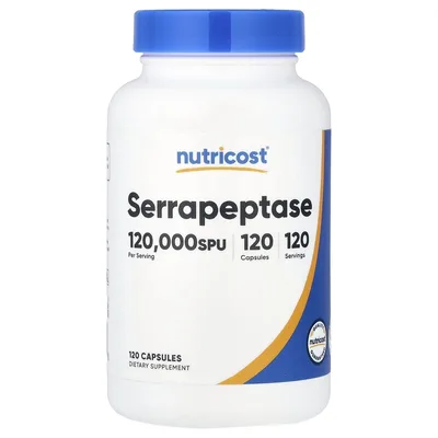 Nutricost, серрапептаза, 60 мг (120 000 SPU), 120 капсул