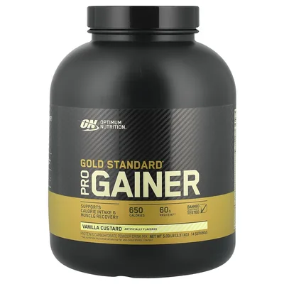 Optimum Nutrition, белково-углеводная добавка для увеличения мышечной массы, со вкусом ванильного заварного крема, 2,31 кг (5,09 фунта)