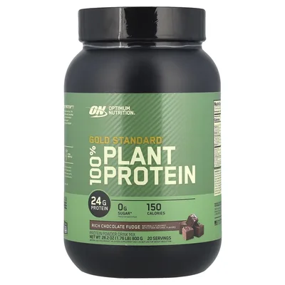 Optimum Nutrition, Золотой стандарт, 100% растительный белок, насыщенная шоколадная помадка, 800 г (1,76 фунта)