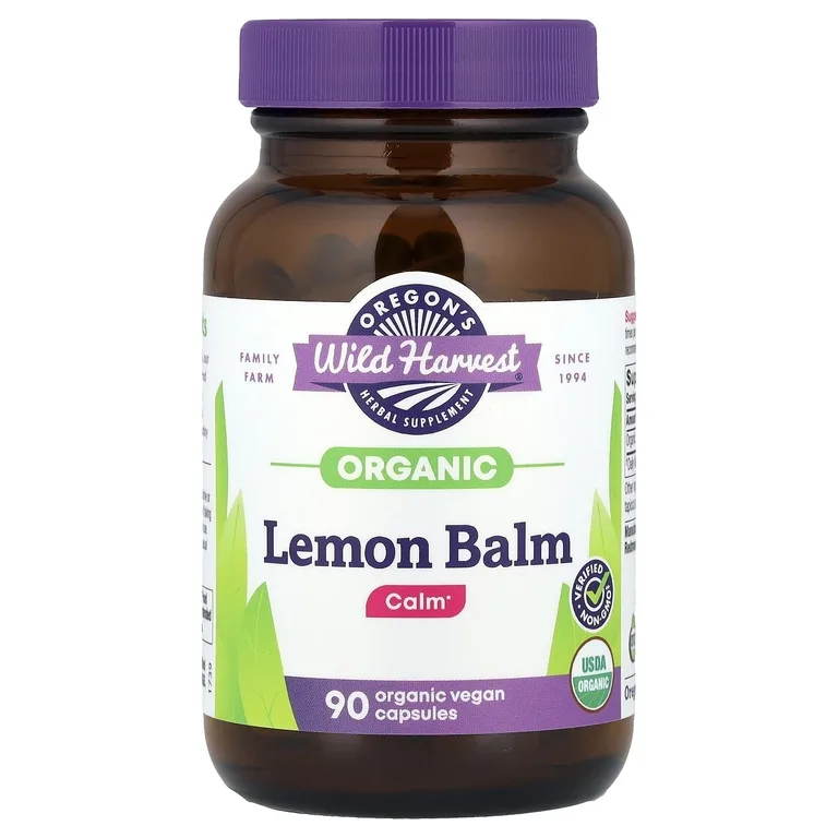 Oregon's Wild Harvest, Органическая мелисса, 90 веганских капсул (375 мг на капсулу)