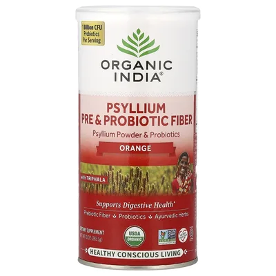 Organic India, Пре и пробиотическое волокно подорожника, апельсин, 10 унций (283,5 г)