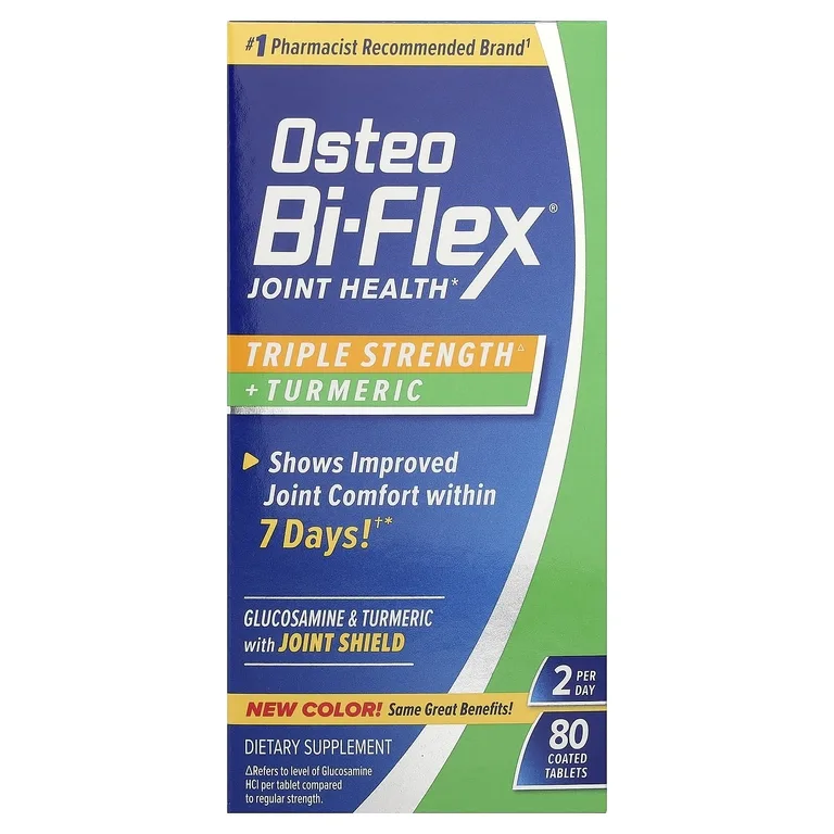 Osteo Bi-Flex, добавка для здоровья суставов, тройная сила действия + куркума, 80 покрытых оболочкой таблеток