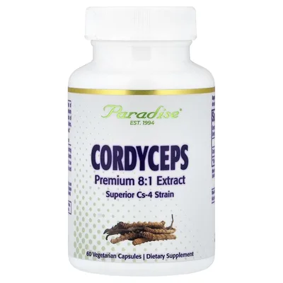 Paradise Herbs, кордицепс, 60 вегетарианских капсул (400 мг в 1 капсуле)